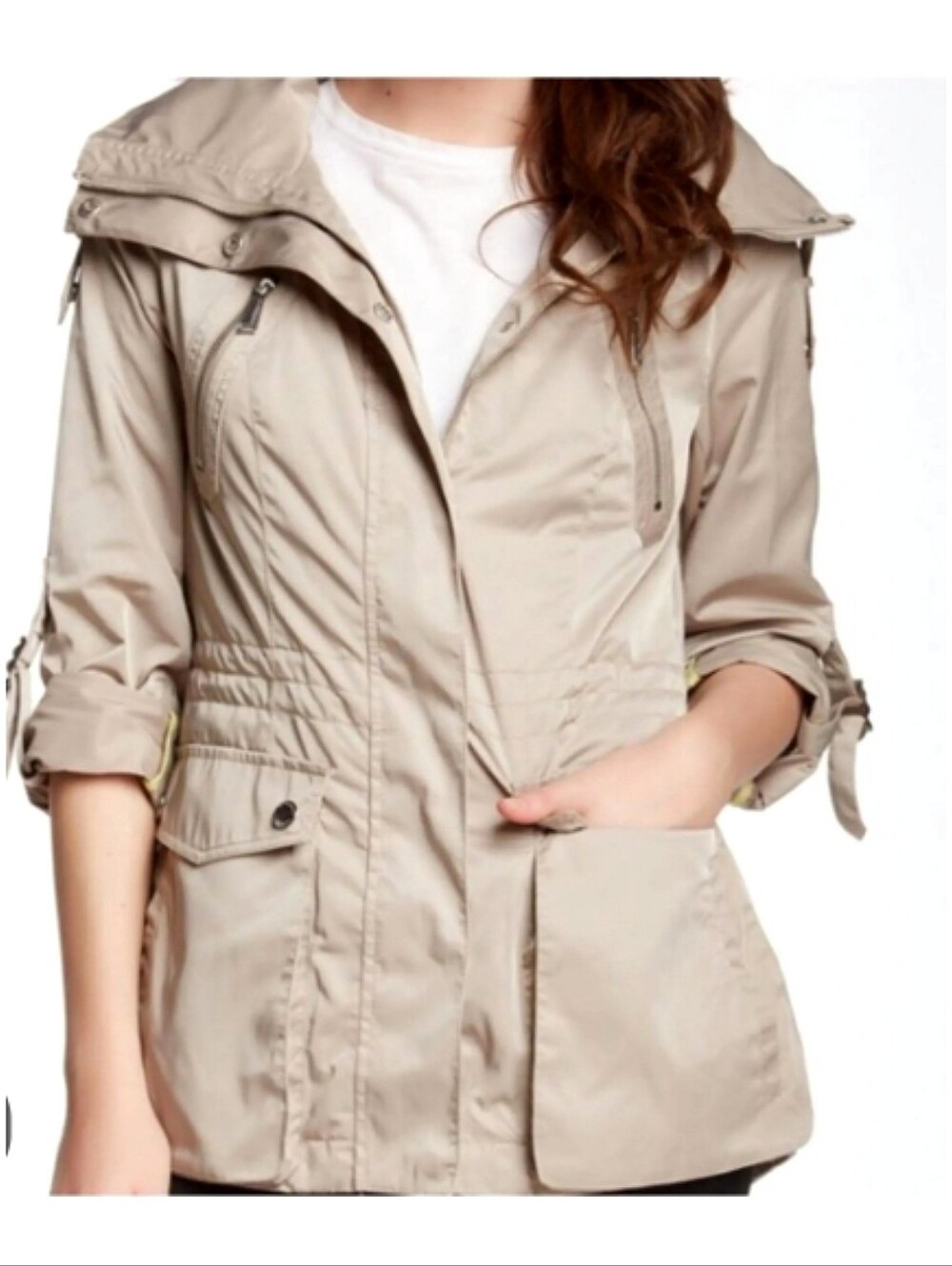 BCBGeneration Mid-Length Hooded Rain Utility Jacket Anorak Small School Outdoor